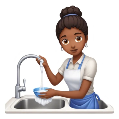 Black girl washing dishes at sink sticker