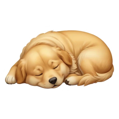 Cinematic Meme-Worthy Chubby Sleeping Golden Retriever Portrait Emoji, Head resting peacefully with a contented smile, showcasing a delightfully chubby build and a luxuriously soft golden coat, eyes shut in a serene nap, Simplified yet hilariously adorable features, highly detailed, glowing with a soft, drowsy light, high shine, relaxed and utterly lovable, stylized with an air of playful laziness, bright and heartwarming, soft glowing outline, capturing the essence of a comically sleepy companion, so meme-worthy it feels like it could instantly become the next viral sensation of adorable slumber! sticker