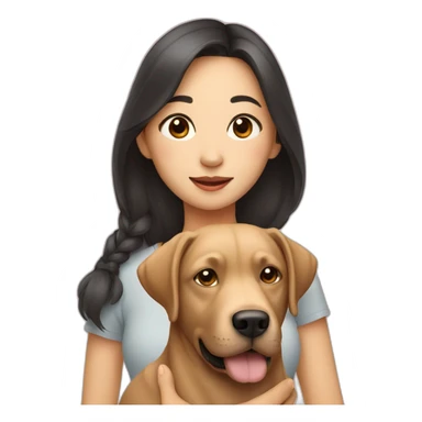 asian girl with labrador dog sticker