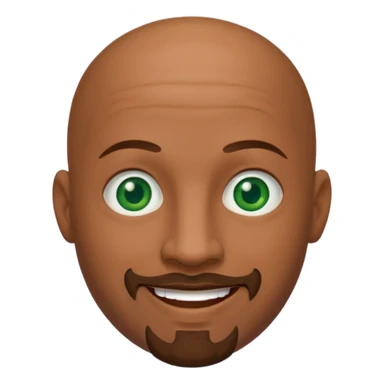 bald man's face, with brown goatee and green eyes, oval face, rounded, big sticker