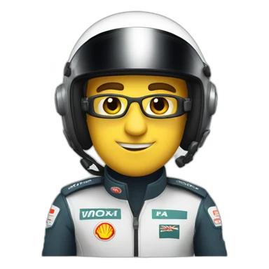 F1 pilot with helmet sticker