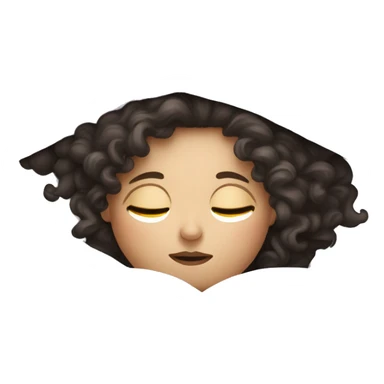 white girl with dark curly long hair sleeping under covers sticker
