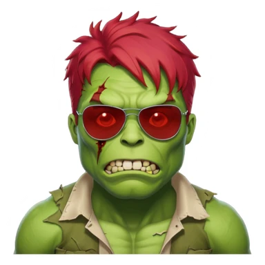 Zombie hulk with red hair and sun glasses sticker