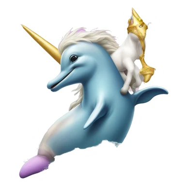 dolphin riding a unicorn  sticker