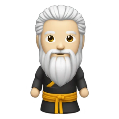 chinese kung fu master long white hair and beard sticker