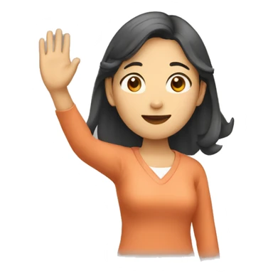 asian woman waving sticker