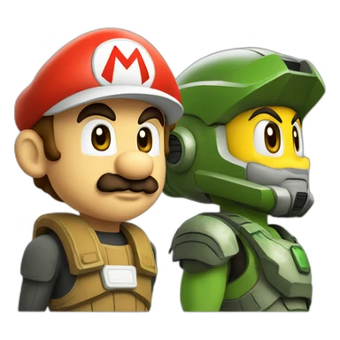 super mario and master chief sticker