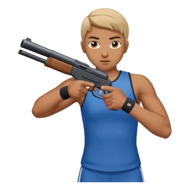 athlete with gun shooting, in olymoics sticker