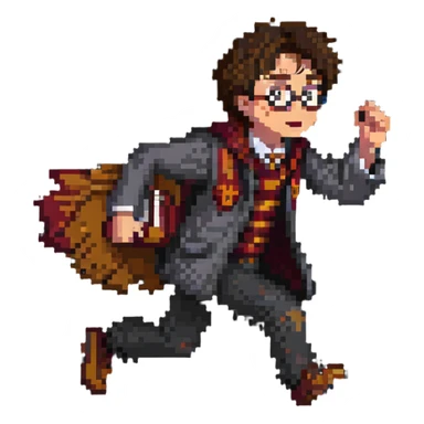 Harry Potter running urgently without any wand sticker