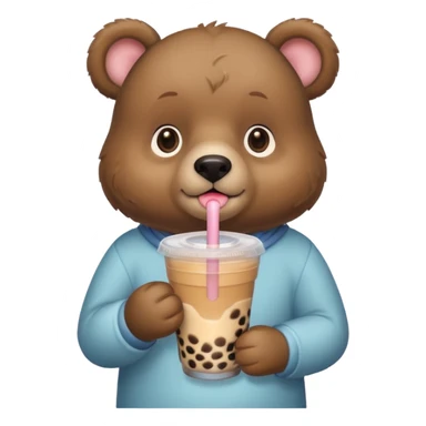 bear drinks bubble tea sticker