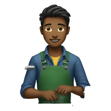 young man working in lathe sticker