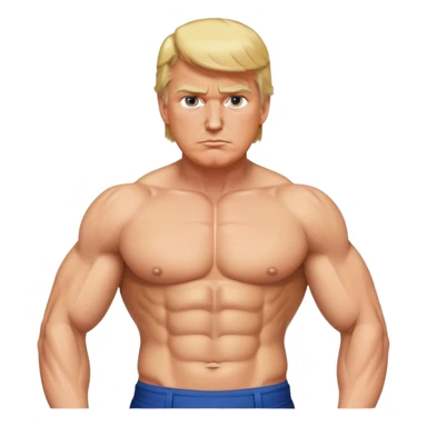 Donald Trump with six pack abs, muscular figure, blonde hair sticker