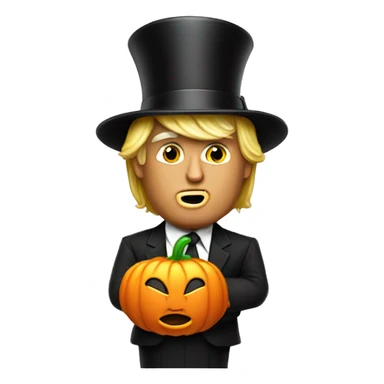 trump with a tophat and a pumpkim sticker