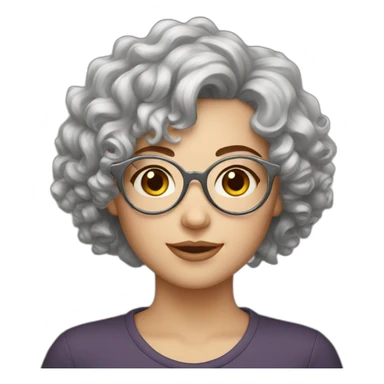 white girl with round silver glasses and really short curly brown hair sticker