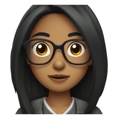 girl with glasses and black longhair sticker