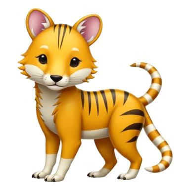 Colorful tropical exotic shiny white beautiful fantasy-Thylacine-Vernid-Cacomistle-Oncilla-animal-Fakémon-hybrid-fursona (full body) sticker