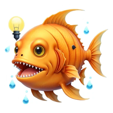 anglerfish with the light dangling in front of it with black back ground sticker