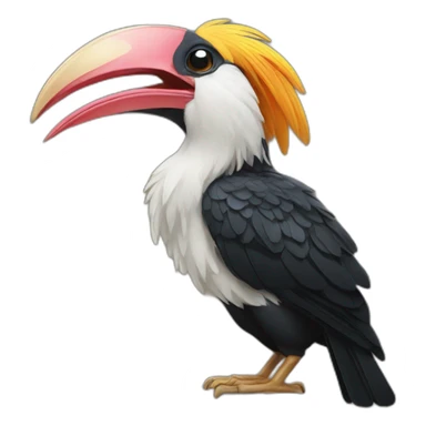 Lovely hornbill using laptop sticker