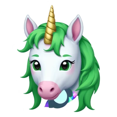 unicorn with green hair and earrings sticker
