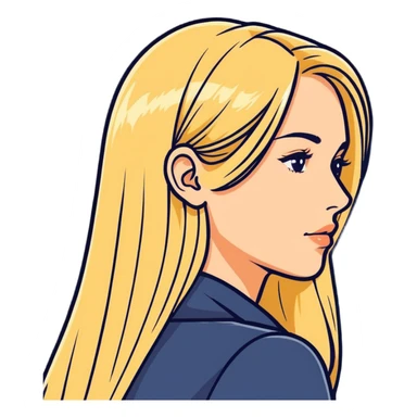 woman with long blonde hair, close-up, only head, same angle as reference photo sticker