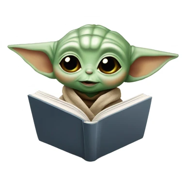 baby yoda with book sticker
