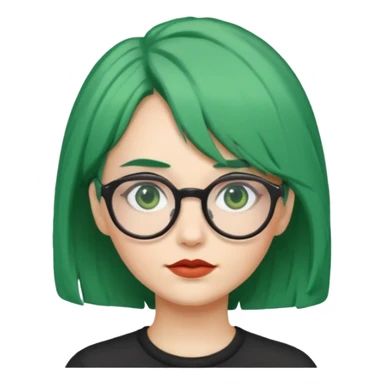 woman with green hair and glasses sticker
