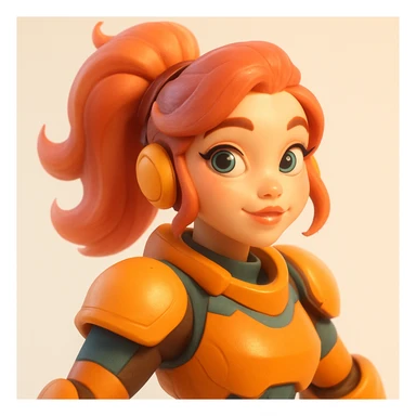 3D cartoon sculpture in Pixar × Overwatch × Loish style, smooth shapes, no pores, vivid pastel colors, warm porcelain skin with smooth and slightly plastic finish, soft subsurface scattering, studio lighting from 45° top right plus front bottom fill light, light or white background with slight gradient, soft bloom, juicy highlights on eyes and lips, no photorealism, no PBR shaders, no rough textures, no drawn contours, no text, no logos, no violence, no grain, no NSFW sticker