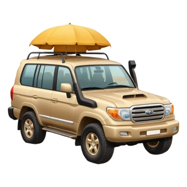 the word 'Doha' styled as an expressive fun emoji, with a 2007 Land Cruiser car driving on sand sticker