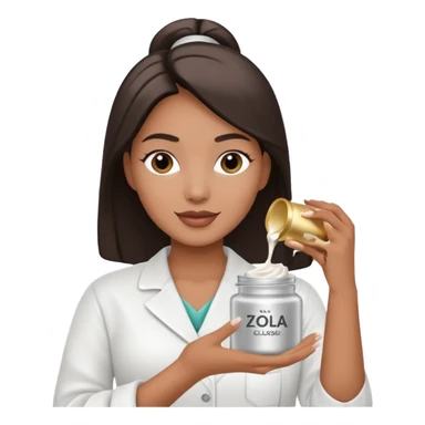 Esthéticienne tenant un pot de lotion Zola Classic argentée sticker