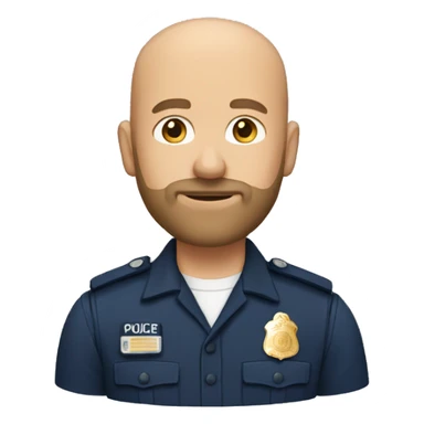 Bald Caucasian man with light brown beard in police uniform  sticker