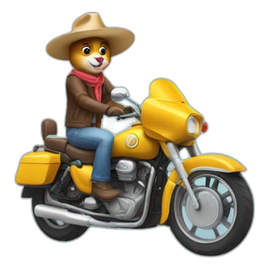un chat sur une moto avec un sombrero sticker