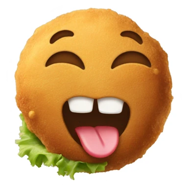 smiling falafel piece with tongue out licking itself sticker