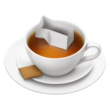 cup of tea cup on the plate with teabag next to it sticker