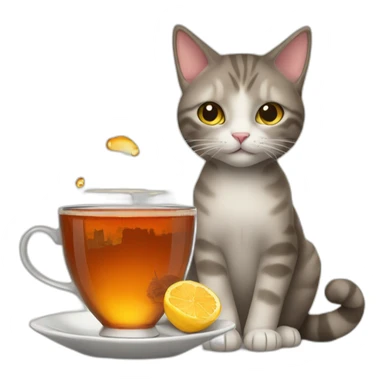 cat with tea in Istanbul sticker