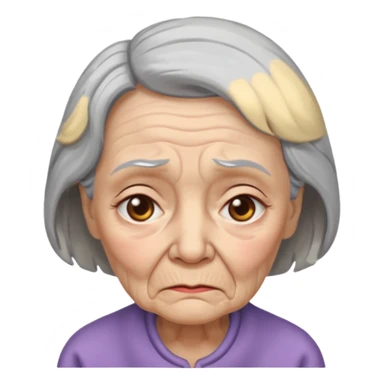 old lady with a sad expression sticker