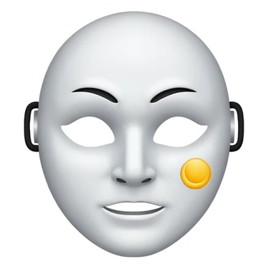 blank white no-mouth-hole masculine mask with moon crescent with black hole shape on forehead  sticker
