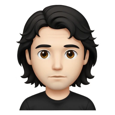 zumbie masculino cabelo ondulado médio preto, camiseta preta sticker