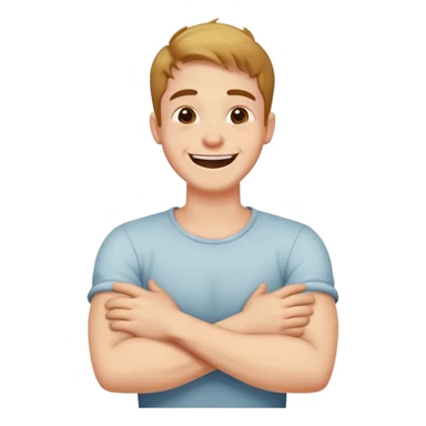 crossed holding neck laughing guy sticker