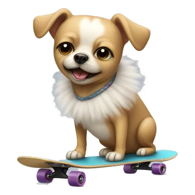dog in tutu on a skateboard  sticker