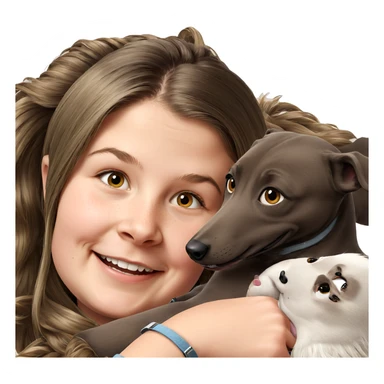 girl smiling with her dog sticker