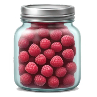Realistic glass jar with silver metallic lid filled with raspberries inside of it. sticker