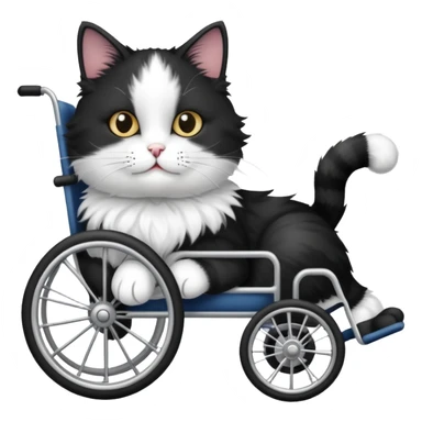 Black and white cat in wheelchair  sticker