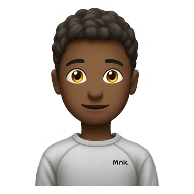 Boy in sweatshirt with an inscription “MKHNK” sticker