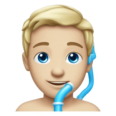 blue eyed boy with snorkle on sticker