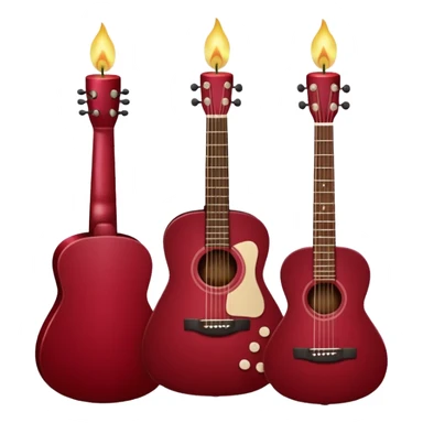 Maroon red aesthetic pookie bow,candle and guitar  sticker