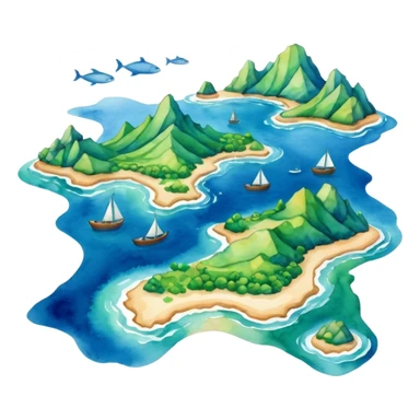 modern sea map with islands sticker