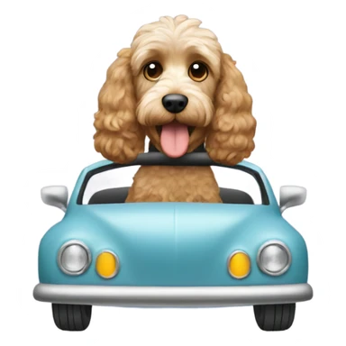 Cockapoo driving a car sticker