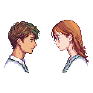 A young man and woman meeting for the first time sticker