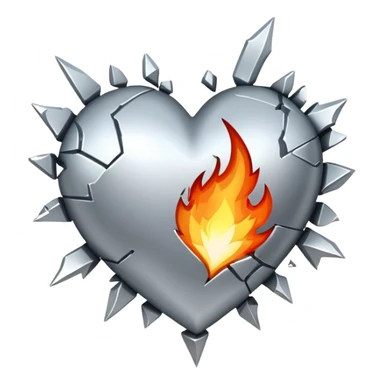 silver explosion fire broken heart sticker