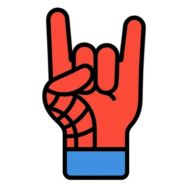 Spider-Man's hand making the rock symbol, colored icon sticker